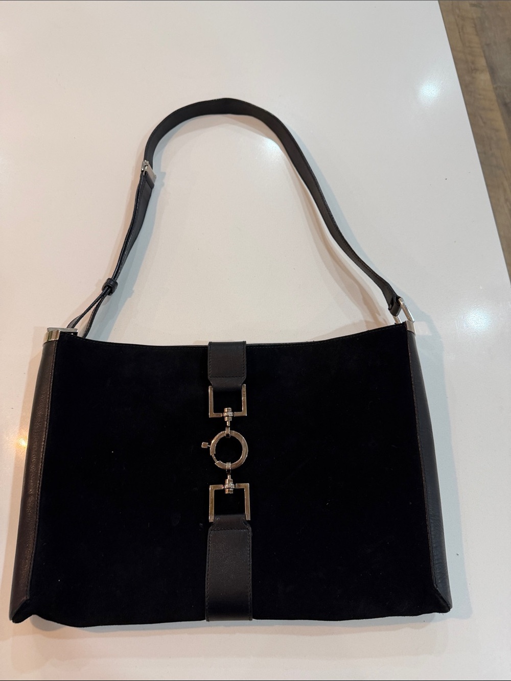 Gucci Tom Ford 2004  Black Shoulder Bag with Silver Hardware Vintage